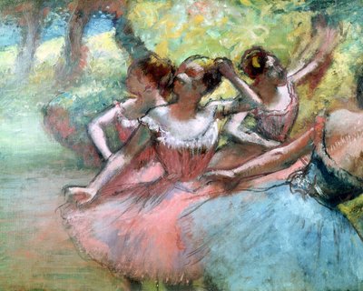Vier Ballerinas auf der Bühne von Edgar Degas